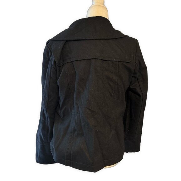 Express Women’s Solid Black Wool Blend Coat Jacket Zip Up Medium - Picture 2 of 5